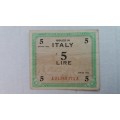 Italy 5 Lire 1943 Allied Military Currency WW2