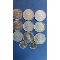 Mauritius 1987, 1990 1 rupee & 1997 10 rupee & 1987 20 cents *11 x coins*