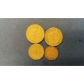 Germany 1950  1 J & 5 G & 10 F & D pfennig * 4 x coins*