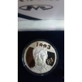 South Africa King Protea 2007 R1 with Nelson Mandela 1993 in capsule *Sterling Silver no 3166*