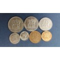 South Africa 1984 Coin Set includes R1, 50c, 20c, 10c, 5c, 2c & 1c * All circulated coins*