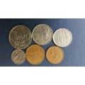South Africa 1976 Coin Set includes 50c, 20c, 10c, 5c, 2c & 1c * JJ. Fouche all circulated coins*