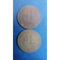 South Africa 1935 & 1936 1 Penny * George V -  2 X Coins*
