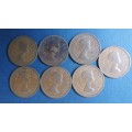 South Africa 1953 - 1955 & 1957 - 1960 1 Penny * Elizabeth 2nd - 7 x Coins*