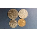 South Africa 1990 coin set R1 - PW. Botha, 50c, 20c & 2c * All circulated coins*