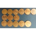South Africa 1990 - 1998, 2003, 2007 - 2010 5 Cents * 14 x coins*