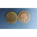 United Kingdom 1862 & 1902 1/2 Penny * Queen Victoria & King Edward V11*