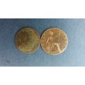 United Kingdom 1862 & 1902 1/2 Penny * Queen Victoria & King Edward V11*