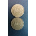 Australia 1969 & 1974 10 Cents * 2 X Coins*