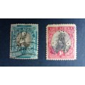 Union of South Africa 1/2 d Springbok & 1 d Dromedaries Ship Revenue Perfins Stamps