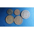 South Africa 1990 2 x 1 cent & 3 x 5 cent * 5 x coins*