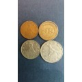 Zimbabwe 1980 1 cent , 1994 & 2014 10 cent & 1988 20 cent * 4 x coins*