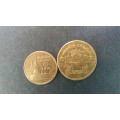 Thailand 1986-2008 1  & 5 Baht Rama IX *2 x coins*