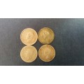 South Africa 1939 - 1942 3 Pence * 80% Silver* 4 x Coins