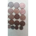 South Africa lot of 1c & 5c from 90s & 2000s * 21 x coins*