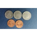 Malaysia  1973, 1982 & 1997 10 Sen & 1999 2 x 1 Sen * 5 X coins*
