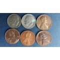 United States of America  1967 & 1983 1 Dime, 1963,1968,1993 & 1995 1 cent *6 x coins*