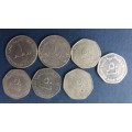 United Arab Emirates 1973 - 2017  2 x 1 dirham & 5 x 50 fils * 7 x coins*
