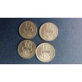 South Africa 1972, 1978, 1984 & 1986 10 cents * 4 x coins*