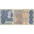 SOUTH AFRICA TWO RAND Gerhard de Kock 1983/89 REPLACEMENT(WX) BANKNOTE VF