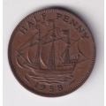 GREAT BRITAIN HALF PENNY 1958 KM#896 BRONZE - SEE SCANS