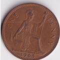 GREAT BRITAIN ONE PENNY 1965 KM#897 BRONZE - SEE SCANS