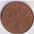 GREAT BRITAIN ONE PENNY 1967 KM#897 BRONZE - SEE SCANS