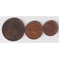3 GREAT BRITAIN NEW 1/2, 1, 2  PENCE 1971 KM#914/5/6  BRONZE - SEE SCANS