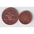 GREAT BRITAIN 1 PENNY and 2 PENCE 1999 Copper plated steel - SEE SCANS