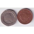 GREAT BRITAIN 20 PENCE and 1 PENNY 1998 - SEE SCANS
