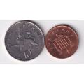 GREAT BRITAIN 10 and 1 PENNY 2002 - SEE SCANS