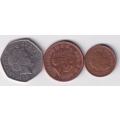 GREAT BRITAIN 50, 2 PENCE and 1 PENNY 2000 - SEE SCANS