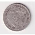 UNION OF SOUTH AFRICA 1942  TICKEY 3 PENCE (SILVER)  KM35.1