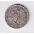 UNION OF SOUTH AFRICA 1933  TICKEY 3 PENCE (SILVER)