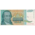 YUGOSLAVIA 500,000 DINARA 1993 P131  F