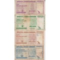 CLEARANCE!! - 4 SPECIAL AGRO CHEQUES SET 2008 5,25,50&100 DOLLARS P61,62,63,64 F-VG - SEE SCANS