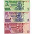 Zimbabwe 2-100 Dollars 6 Pieces Banknote Set, 2016-2020, P-99-106, UNC + 2&5 dollars 2019