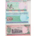3 X Rwanda Banknotes 500, 1000, 5000 Francs Banknote Set, 1998, P26-P28, UNC