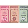 Mongolia 10-50 Mongo 3 Pieces Banknote Set, 1993 ND, P-49-51, UNC