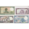4 X Lebanon BANKNOTES - 10, 50, 100 250 Livres UNC