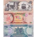 Guyana 3 PCS Set: 20, 50 & 100 Dollars (ND/2016) - p30f, p41 & p36c sig. 15 UNC