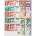 9 x Mongolia banknotes 5 - 1000 Tugrik UNC
