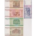 7 x BELARUS Banknotes 1, 5, 20, 50, 100, 500, 5000 Rubles - 2000 UNC