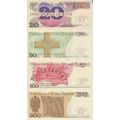 4 x Poland Banknotes 20, 50, 100, 500 Zlotych - 1979-1988 UNC