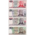 4 x Argentina Banknotes 1, 5, 10, 50 Pesos UNC