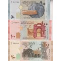 3 x Syria Banknotes  50, 100, 200 Pounds -UNC