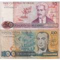 2 x Brazil banknotes 50 & 100 cruzados VF