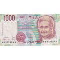 ITALY 1000 Lire P 114c 1990  VF