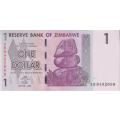 ZIMBABWE 1 DOLLAR 2007 P 65 UNC