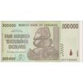 Zimbabwe 500,000 Dollars 2008 P-76a UNC